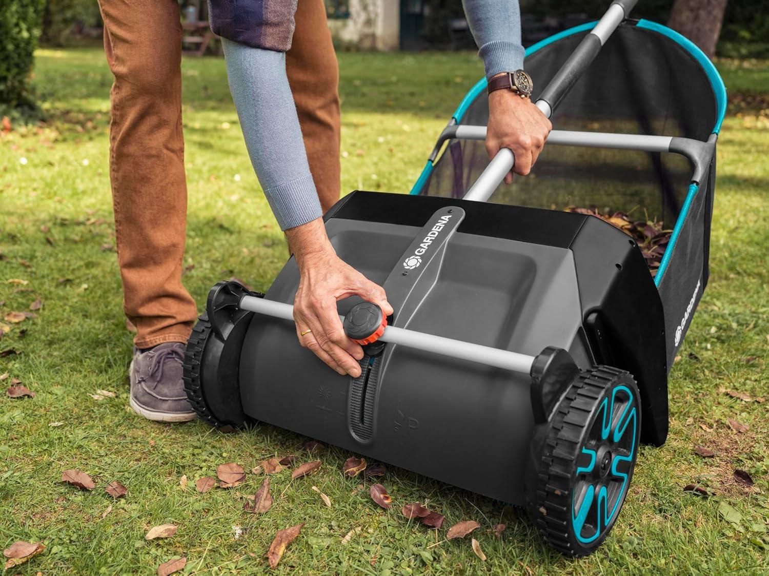 imageGARDENA 03565 Lawn and Leaf Collector Durable and Easy to Manuever Push Lawn and Leaf Sweeper with Large Capacity 32 cu ft Mesh Collection Hopper Bag 5 Year WarrantyModern