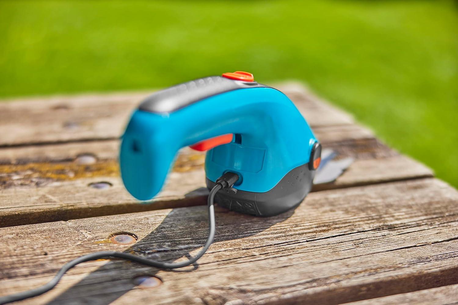 imageGARDENA 09887 Cordless Hedge Trimmer and Grass Shears Electric Garden Tools for Battery Trimming of Lawn Edges Shrubs and Bushes Handheld with 80 Min RuntimeGrass Shears Extension Pole Wheels SET