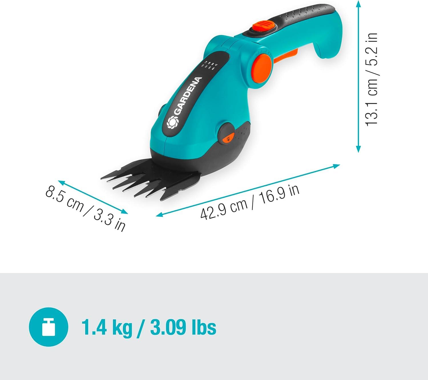 imageGARDENA 09888 Cordless Hedge Trimmer and Grass Shears Electric Garden Tools for Battery Trimming of Lawn Edges Shrubs and Bushes Handheld with 80 Min Runtime