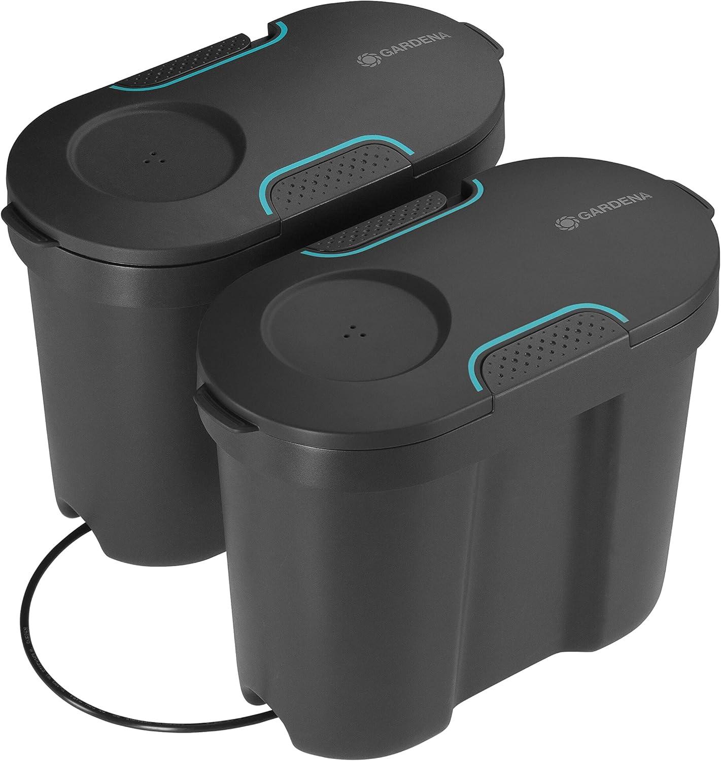 imageGARDENA 13301 SolarPowered AquaBloom Garden Irrigation Sprinkler Kit with Water Tank Water up to 20 Potted Plants with Adjustable drip Irrigation System for Automatic Watering of Patio PlantsM 21 Plants