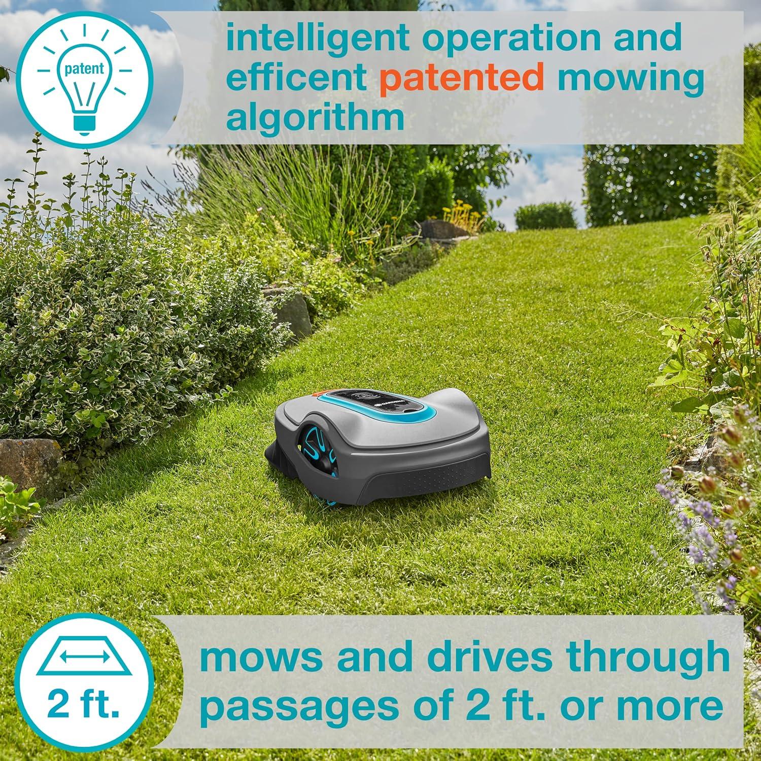 imageGARDENA 1500141 SILENO City Automatic Robotic Lawn Mower with Bluetooth app and Boundary Wire one of The quietest in its Class for lawns up to 2700 Sq Ft Made in Europe GreyLife