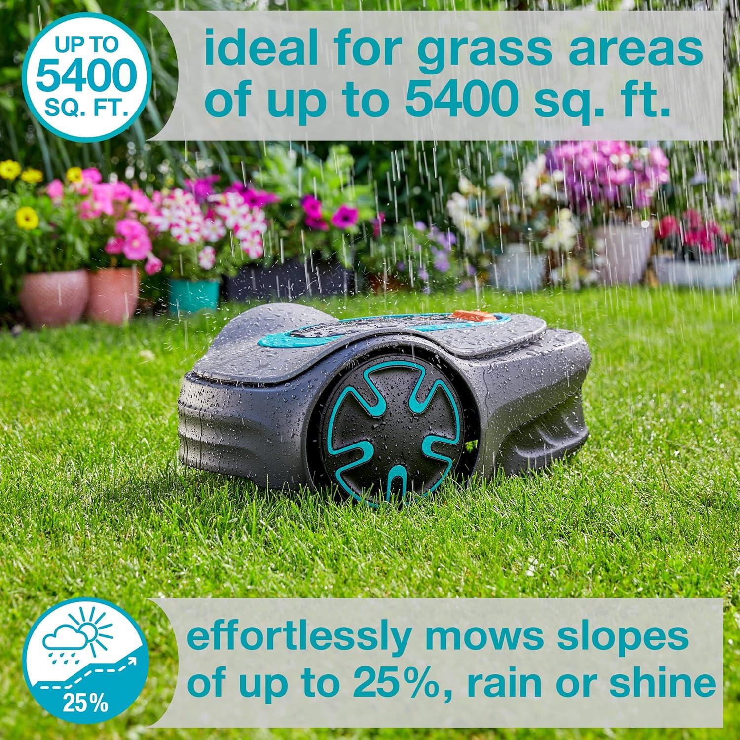 imageGARDENA 1500141 SILENO City Automatic Robotic Lawn Mower with Bluetooth app and Boundary Wire one of The quietest in its Class for lawns up to 2700 Sq Ft Made in Europe GreyMinimo