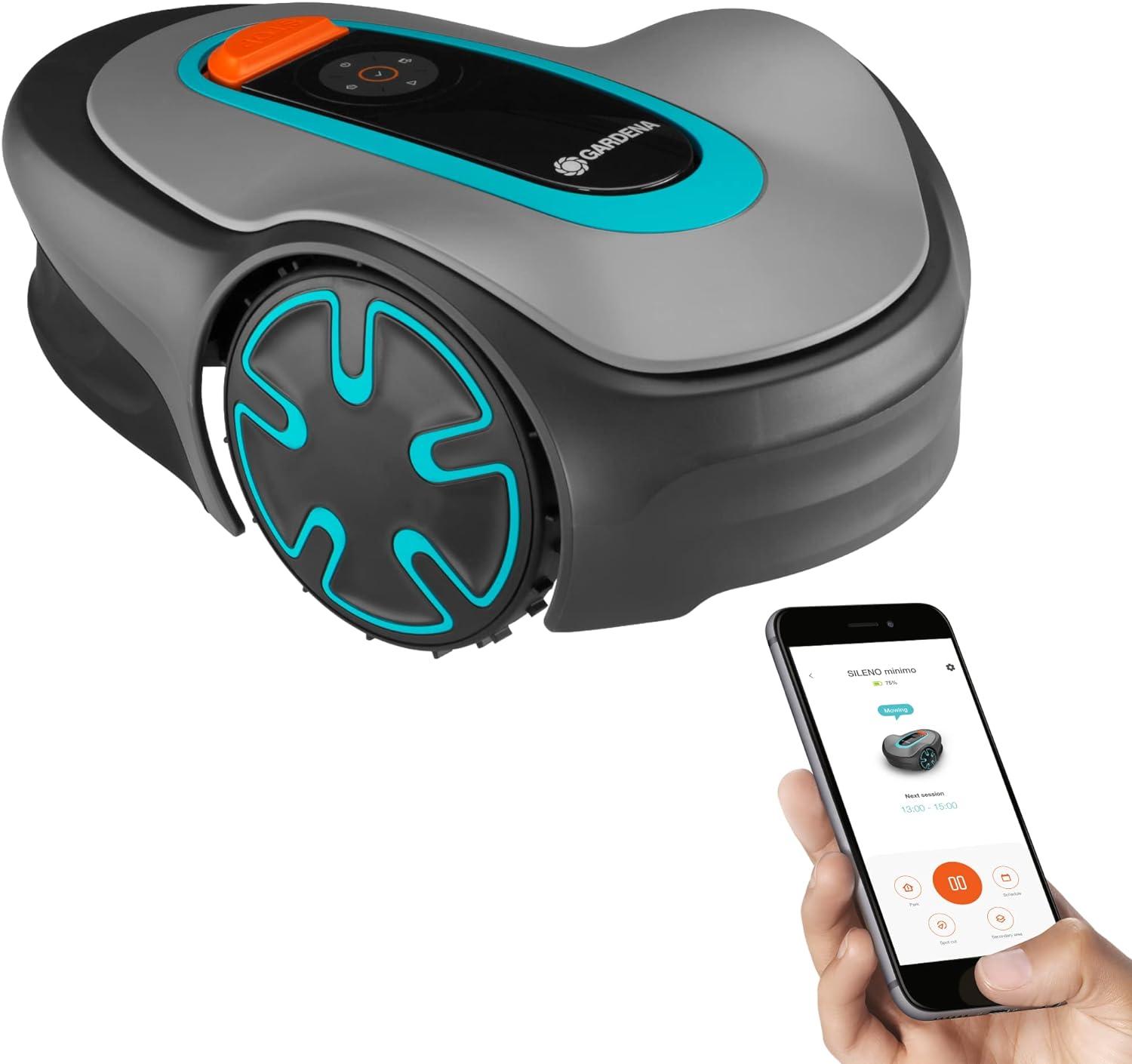 imageGARDENA 1500141 SILENO City Automatic Robotic Lawn Mower with Bluetooth app and Boundary Wire one of The quietest in its Class for lawns up to 2700 Sq Ft Made in Europe GreyMinimo