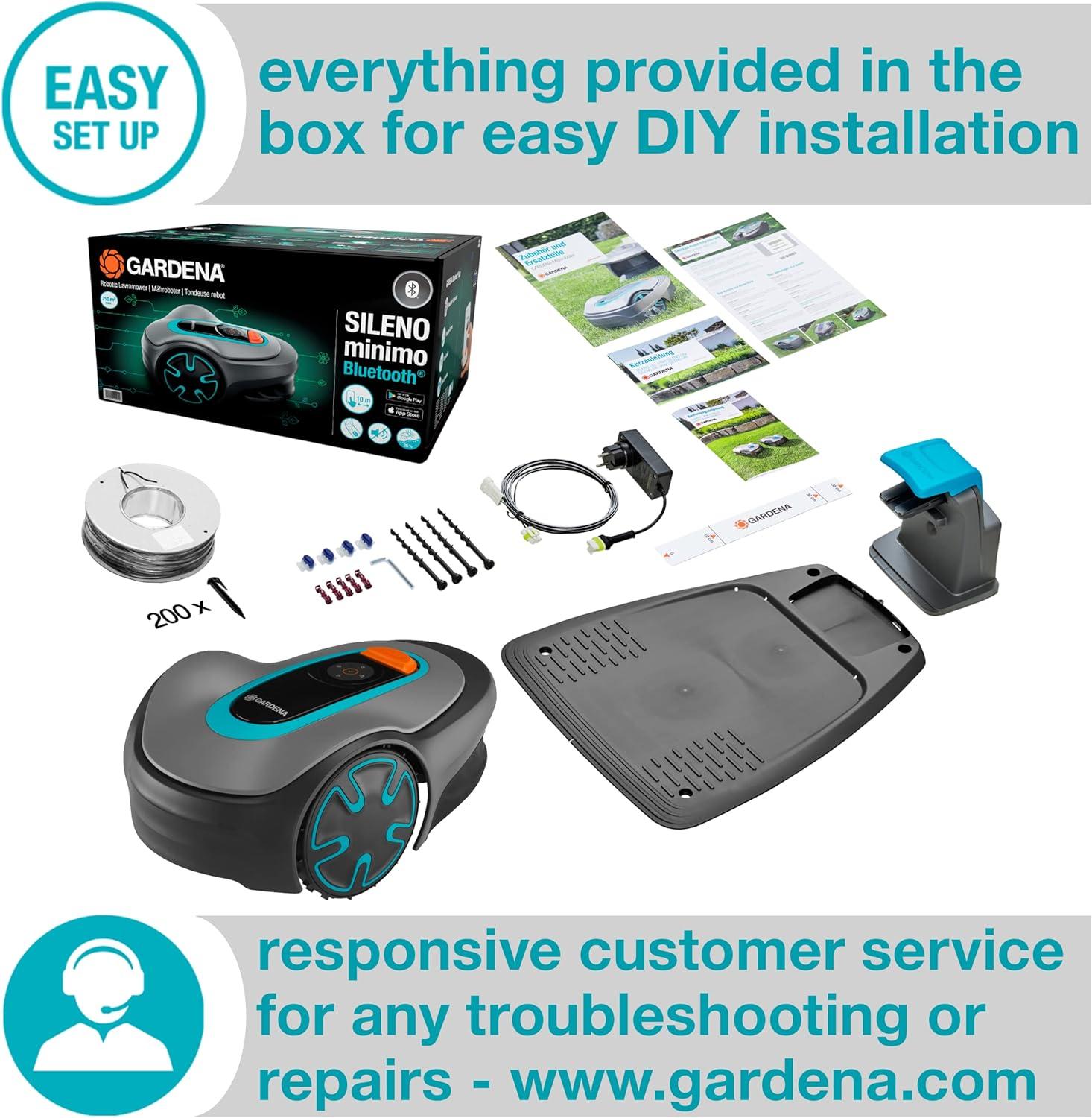 imageGARDENA 1500141 SILENO City Automatic Robotic Lawn Mower with Bluetooth app and Boundary Wire one of The quietest in its Class for lawns up to 2700 Sq Ft Made in Europe GreyMinimo