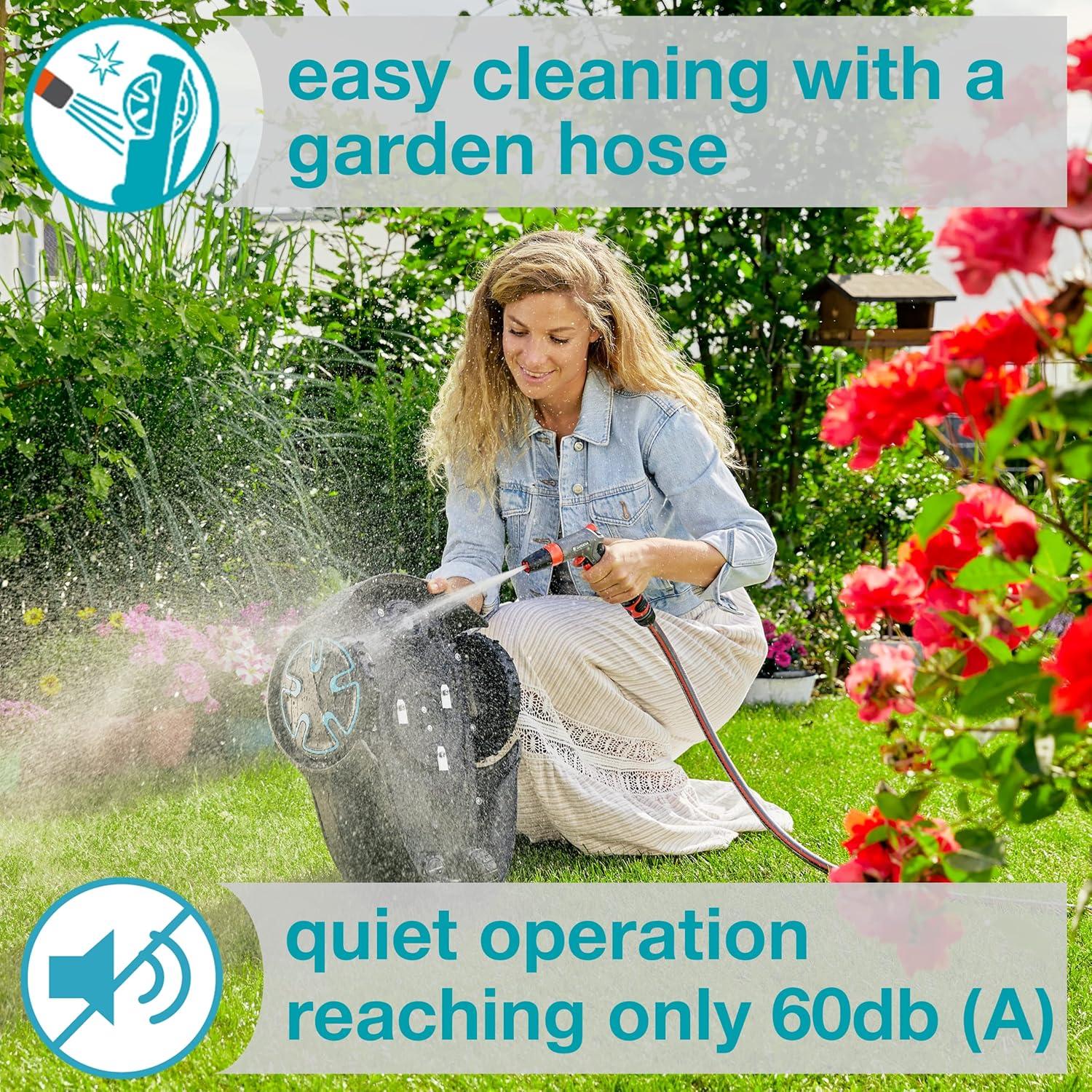 imageGARDENA 1500141 SILENO City Automatic Robotic Lawn Mower with Bluetooth app and Boundary Wire one of The quietest in its Class for lawns up to 2700 Sq Ft Made in Europe GreyMinimo