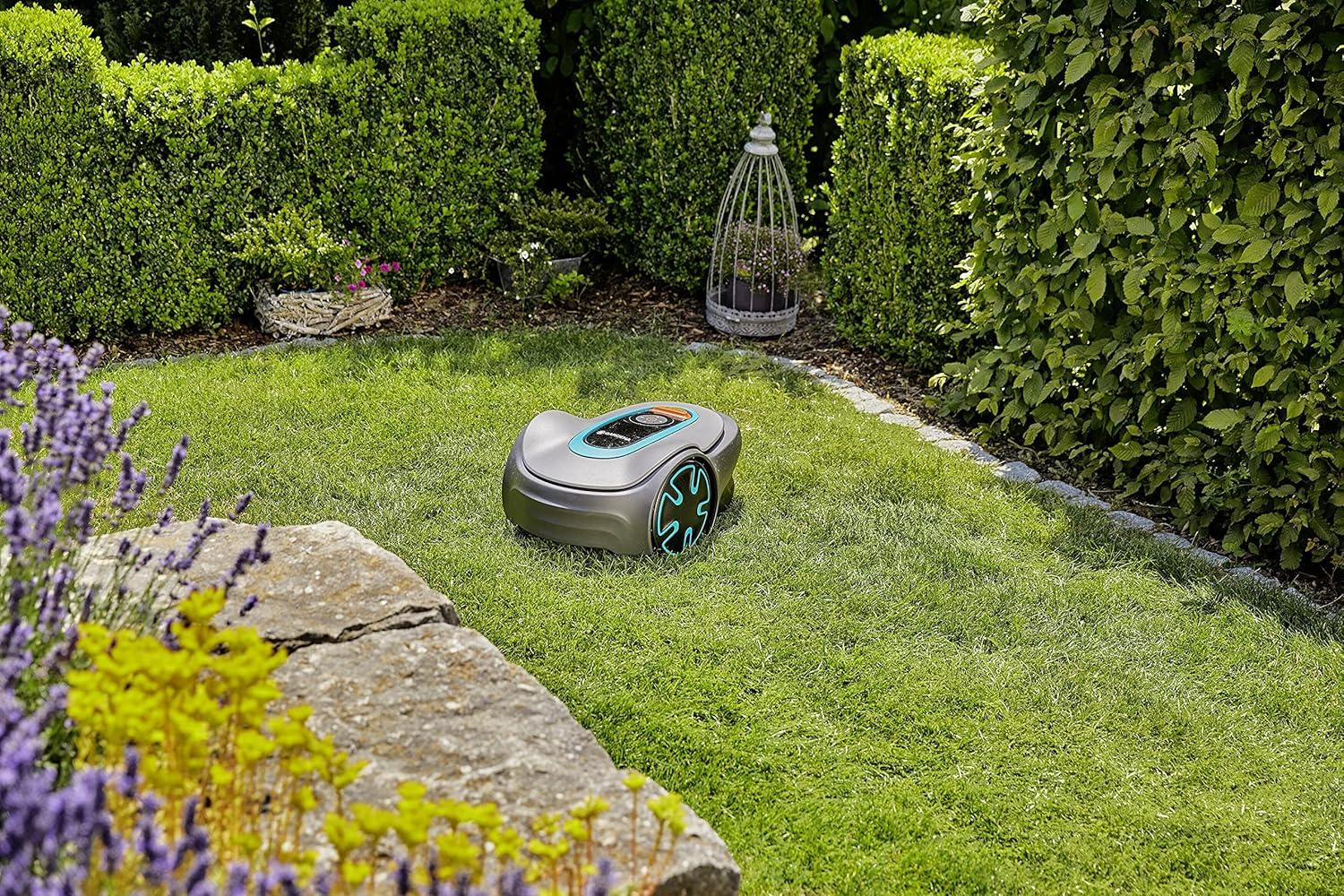 imageGARDENA 1500141 SILENO City Automatic Robotic Lawn Mower with Bluetooth app and Boundary Wire one of The quietest in its Class for lawns up to 2700 Sq Ft Made in Europe GreyMinimo