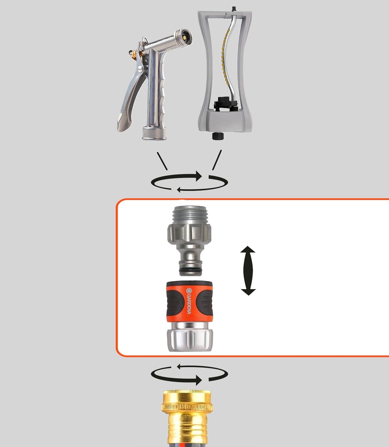 imageGARDENA 1827081 5 Piece Quick Connect Starter Set Fittings and Connectors For any 58 Inch or 12 Inch Garden Hose Sprinkler or Water Spray Nozzle Made In Germany4Pack