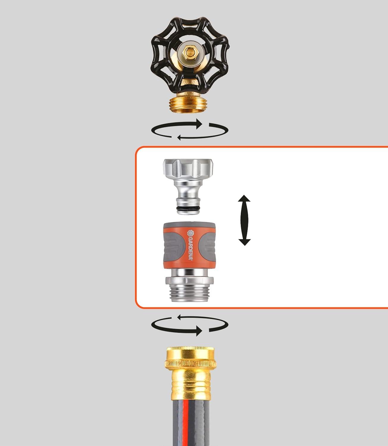 imageGARDENA 1827081 5 Piece Quick Connect Starter Set Fittings and Connectors For any 58 Inch or 12 Inch Garden Hose Sprinkler or Water Spray Nozzle Made In Germany4Pack