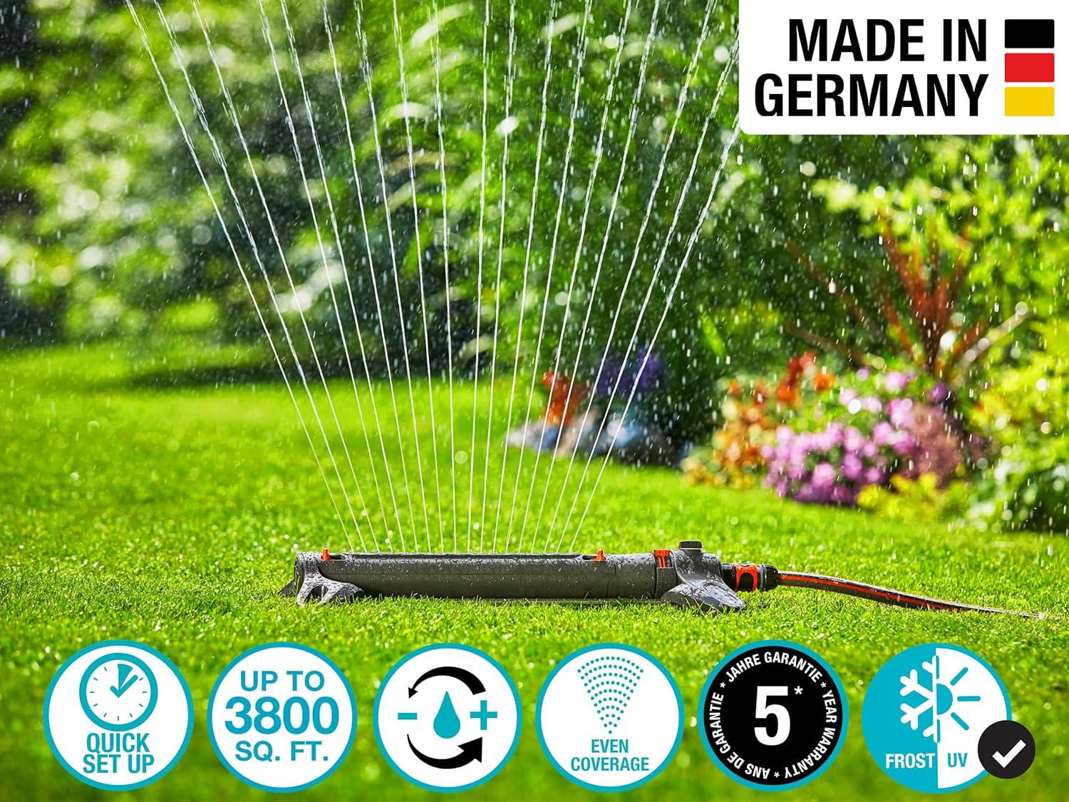 imageGARDENA 20570 Up to 3800 sq ft AquaZoom Adjustable Oscillating Yard Sprinkler for Watering Large Area Lawn and Garden Aquazoom Outdoor oscillating Sprinkler has Wide Heavy Duty Base3800 ft