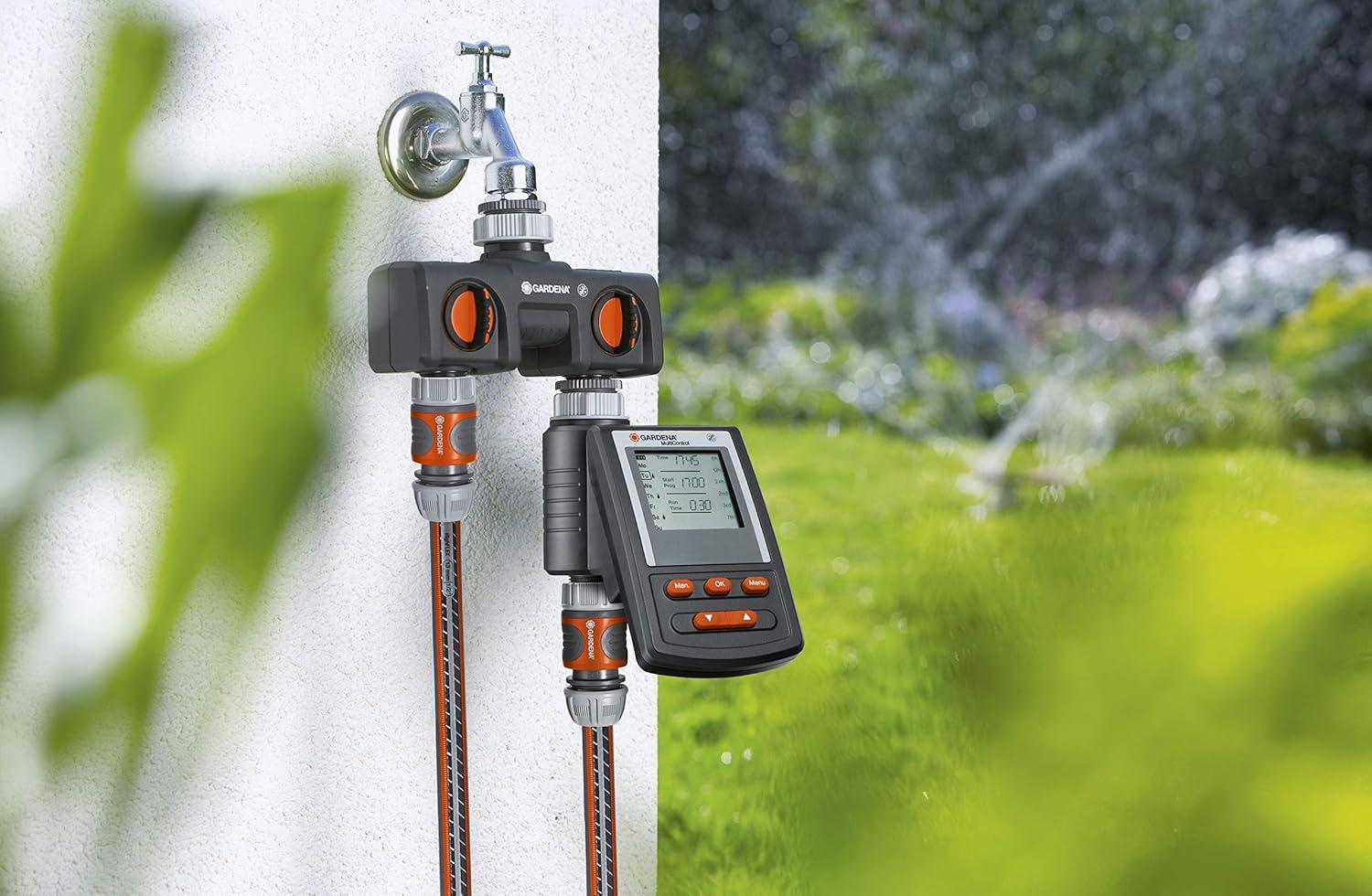 imageGARDENA 38193 TwoWay Garden Hose Splitter with Flow Control Valves and Quick Connect Fittings Connect 2 waterHoses to 1 Tap with easy connector ports