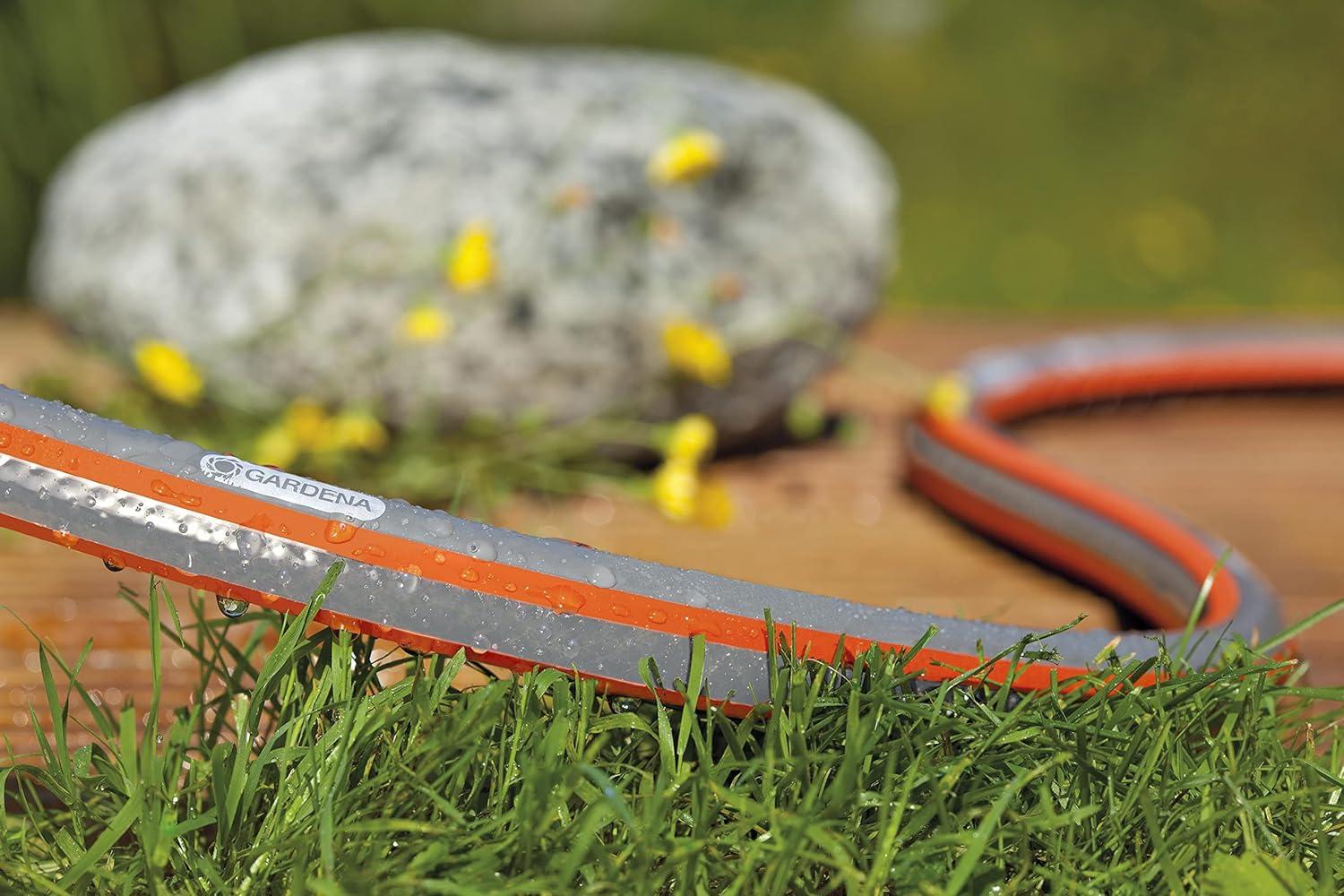 imageGARDENA 39100 100 Foot 58quot HeavyDuty Quick Connect Hose HeavyDuty 5Ply Design Includes Quick Connectors and Adadpters KinkResistant