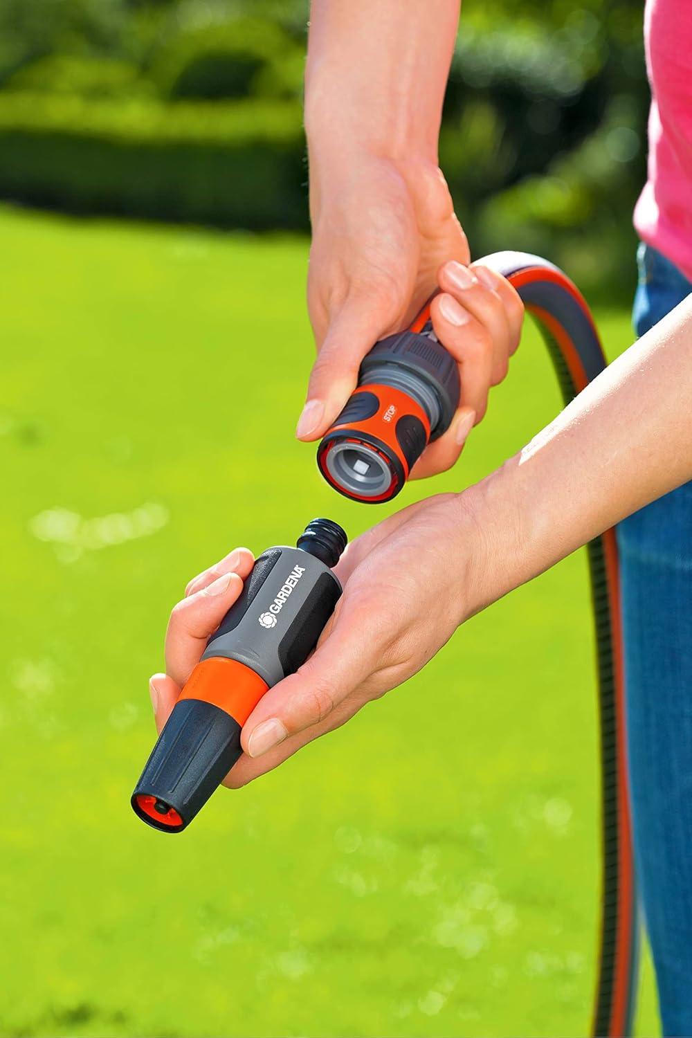 imageGARDENA 39100 100 Foot 58quot HeavyDuty Quick Connect Hose HeavyDuty 5Ply Design Includes Quick Connectors and Adadpters KinkResistant