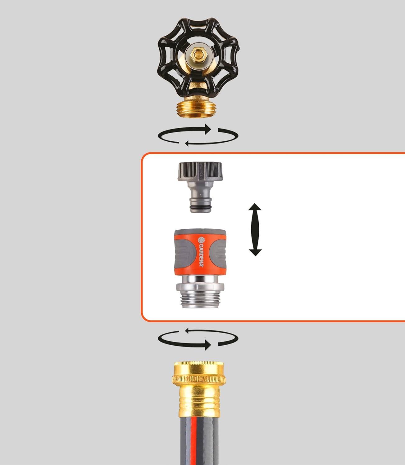 imageGARDENA 5Piece Premium Metal Quick Connect Garden Fittings Hose Attachment Kit for 58 Inch or 12 Inch Hose Quickly Attach Sprinklers Spray Nozzles and Accessories1 Set Pack of 10