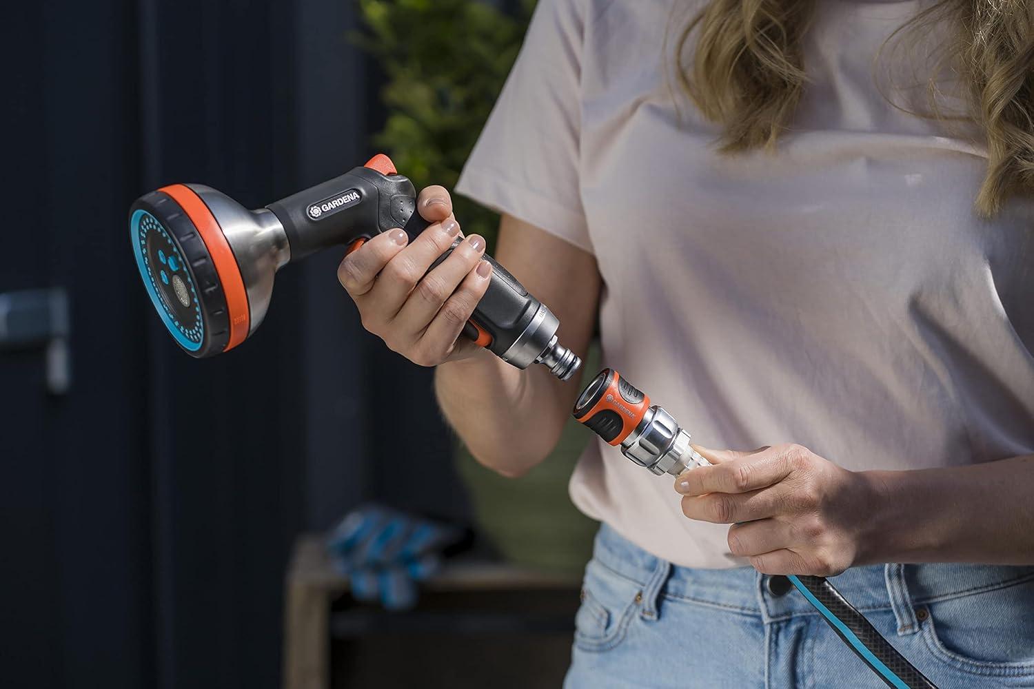 imageGARDENA 5Piece Premium Metal Quick Connect Garden Fittings Hose Attachment Kit for 58 Inch or 12 Inch Hose Quickly Attach Sprinklers Spray Nozzles and Accessories1 Set