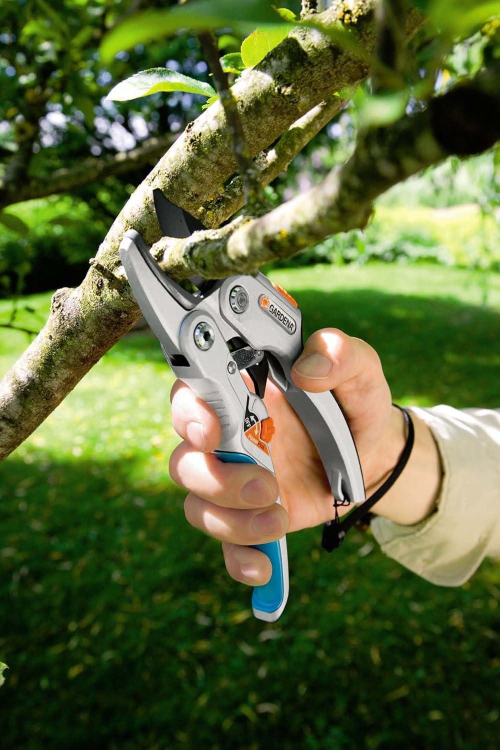 imageGARDENA 8798 SmartCut Ratchet Pruners Heavy Duty Pruners with Anvil Cutting Edge for Thicker and Dry Wood up to 1quot Diameter Two Handle Positions with Ratchet Mechanism and Aluminium Handles