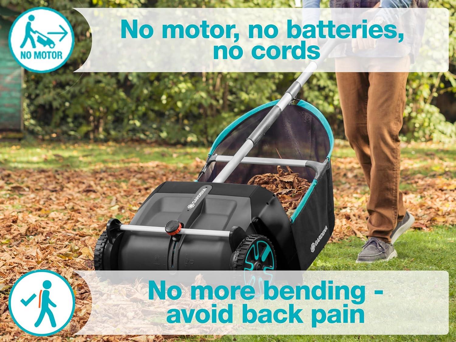 imageGardena 0356520 Lawn and Leaf Collector Durable and Easy to Manuever with Large Capacity 32 cu ft Mesh Collection Hopper Bag 5 Year Warranty