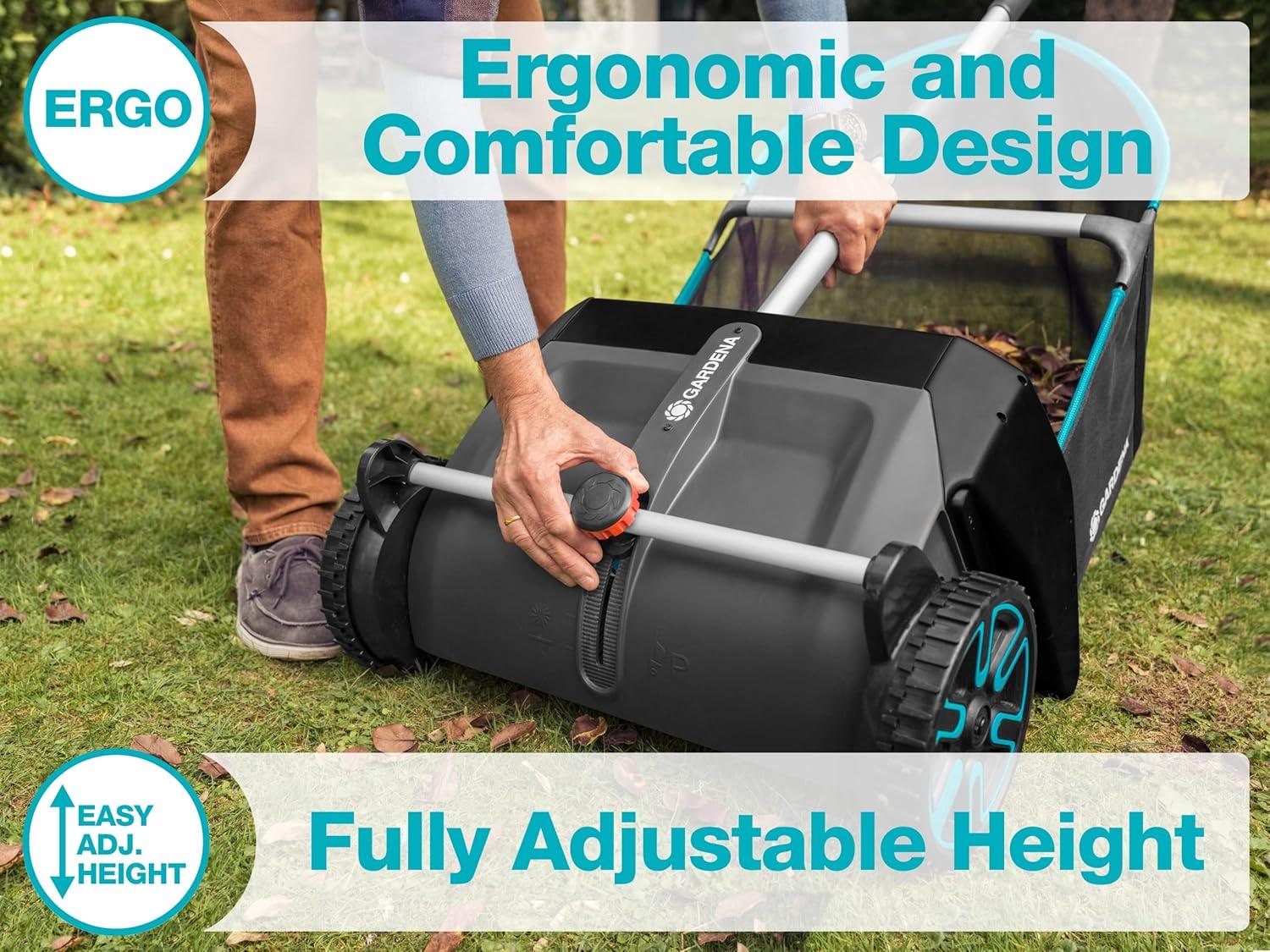 imageGardena 0356520 Lawn and Leaf Collector Durable and Easy to Manuever with Large Capacity 32 cu ft Mesh Collection Hopper Bag 5 Year Warranty