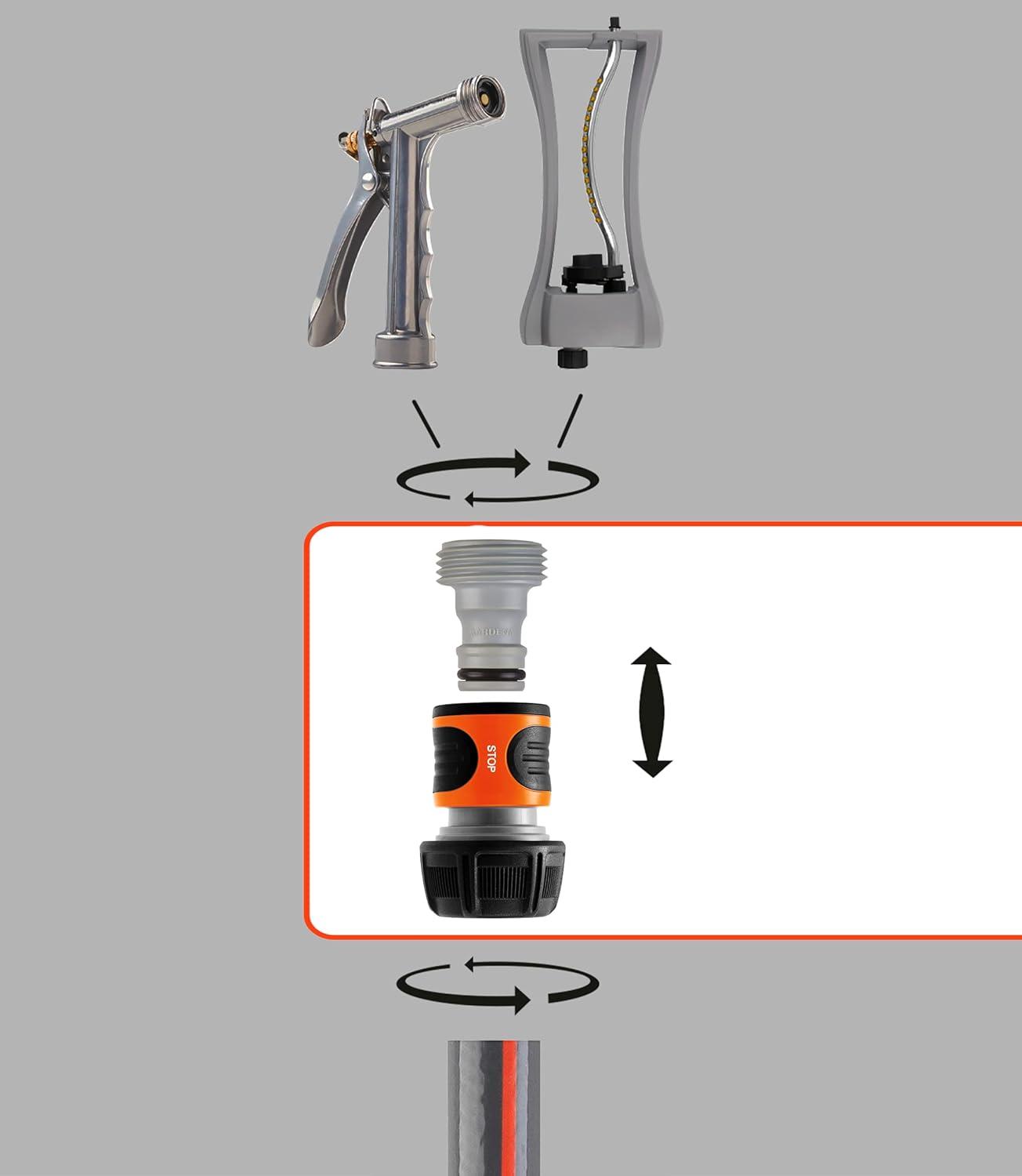 imageGardena 36930 58quot Accessory End Hose Repair Connector Set Includes Repair Connector and Accessory Adapter for Repairing Hoses and Adapting to The Original System Made in Germany