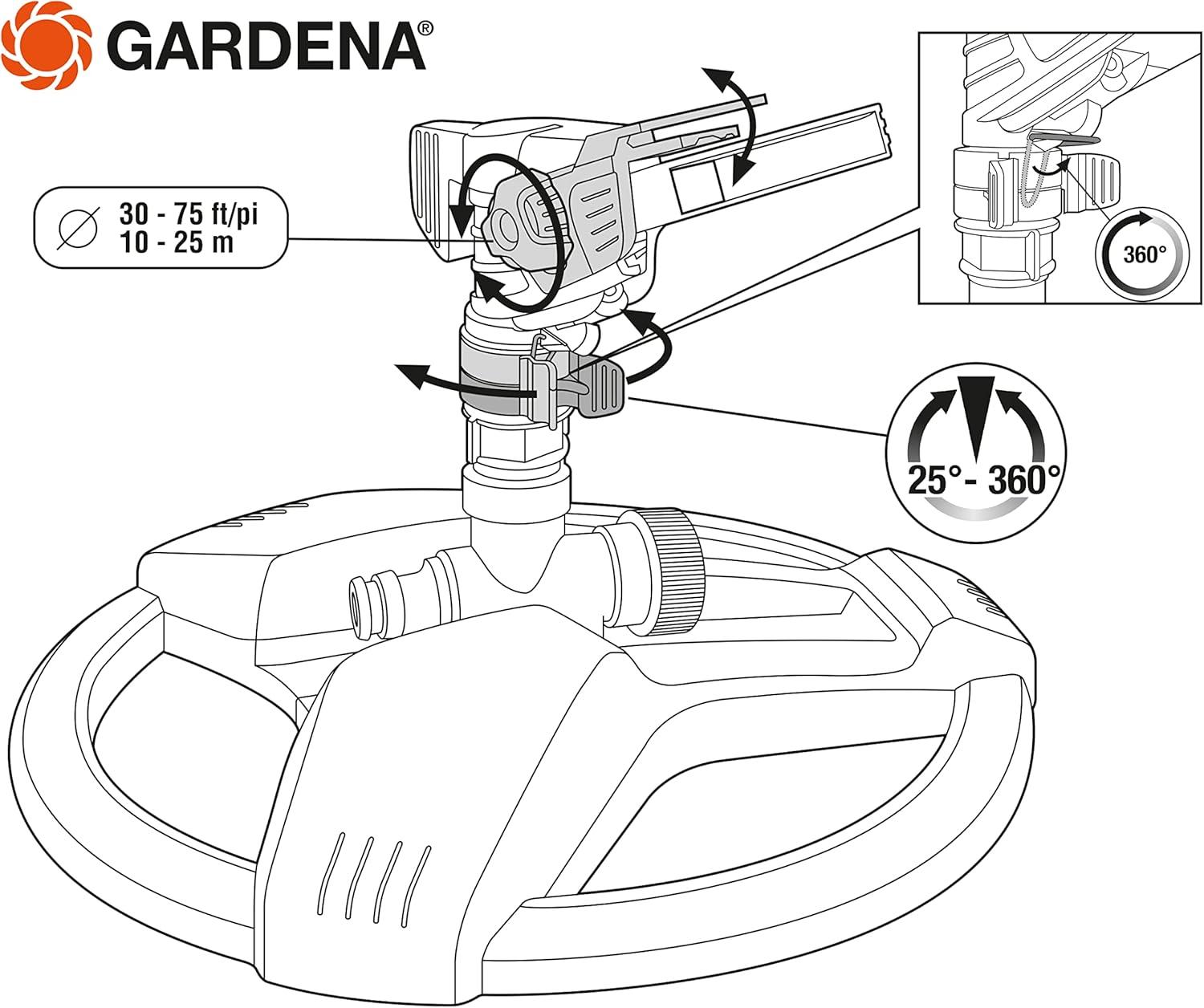 imageGardena 38142 Classic Impulse Sprinkler on Weighted Sled Base Include Original Gardena Quick Connect for Quick and Easy Attachment to Your Hose