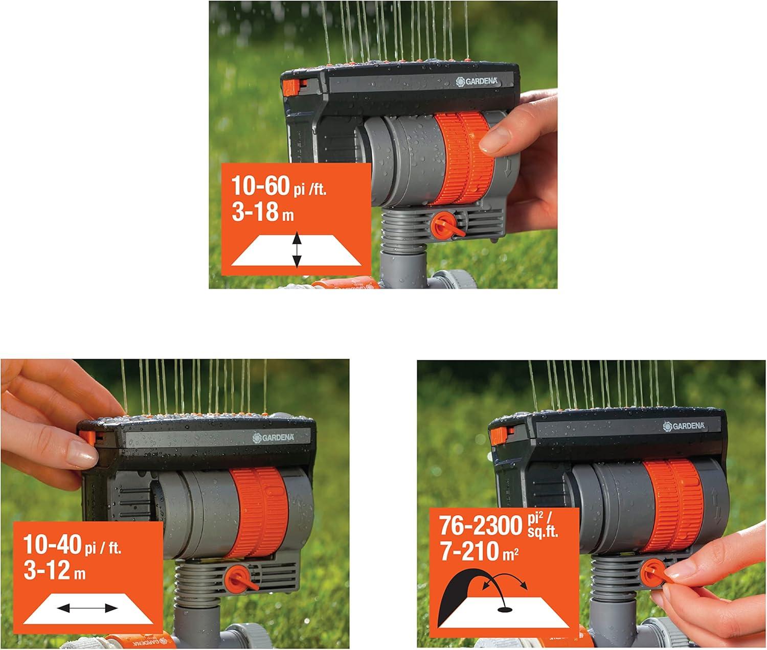 imageGardena 6984BZMX ZoomMaxx Adjustable Sprinkler with Built in Timer Weighted Base for Precise Watering up to 2300 Sq Ft Compatible with Any Hose Brand Made in Germany 5 Year WarrantyWeighted Base with Timer