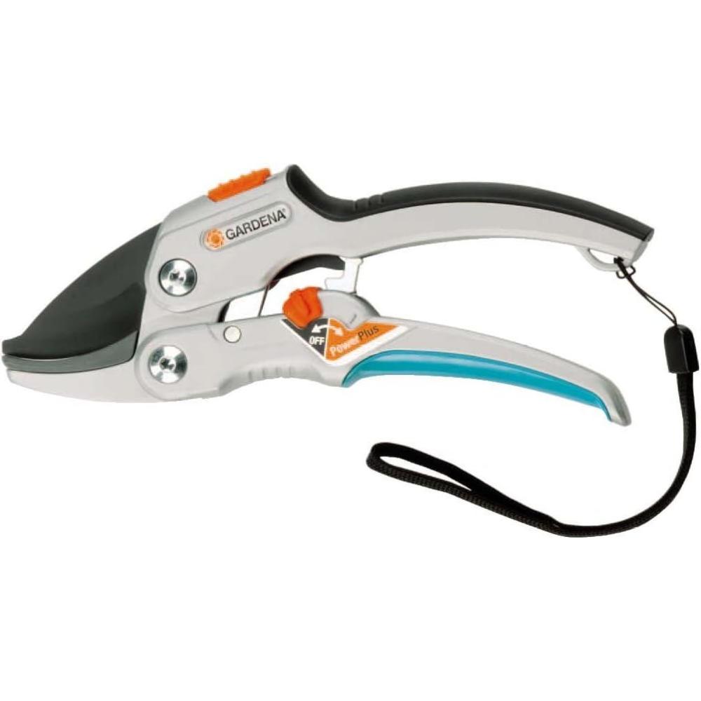 imageGARDENA 8798 SmartCut Ratchet Pruners Heavy Duty Pruners with Anvil Cutting Edge for Thicker and Dry Wood up to 1quot Diameter Two Handle Positions with Ratchet Mechanism and Aluminium Handles