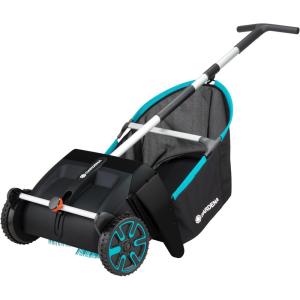 GARDENA (03565) Lawn and Leaf Collector, Durable and Easy to Manuever Push Lawn and Leaf Sweeper with Large Capacity 3.2 cu. ft. Mesh Collection Hopper Bag, 5 Year Warranty(Modern)