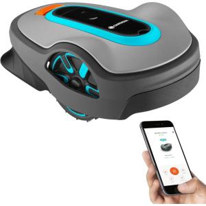 GARDENA 15001-41 SILENO City – Automatic Robotic Lawn Mower, with Bluetooth app and Boundary Wire, one of The quietest in its Class, for lawns up to 2700 Sq Ft, Made in Europe, Grey(Life)