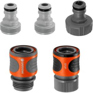 GARDENA (18270-81) 5 Piece Quick Connect Starter Set Fittings and Connectors, For any 5/8 Inch or 1/2 Inch Garden Hose, Sprinkler or Water Spray Nozzle, Made In Germany(5 Pack)