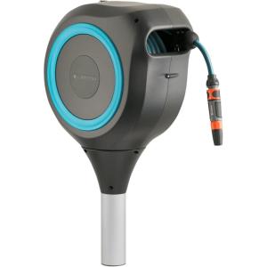 GARDENA 18614 | 66′ x 1/2″ Automatic Retractable Garden Hose Reel on Metal Spike, Outside Garden Hose with 360° swivel. No Holes in your house, Easy Installation, No Tools Required(66 ft)