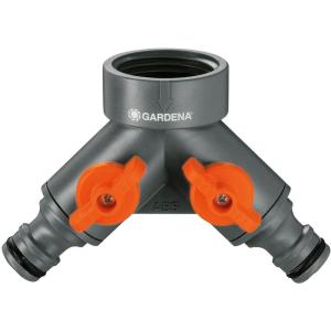 GARDENA (36938) Garden Hose Y-Valve With Flow Control Valves, Connect 2 Hoses to 1 Tap, Made in Germany