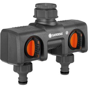 GARDENA 38193 | Two-Way Garden Hose Splitter with Flow Control Valves and Quick Connect Fittings. Connect 2 waterHoses to 1 Tap with easy connector ports.