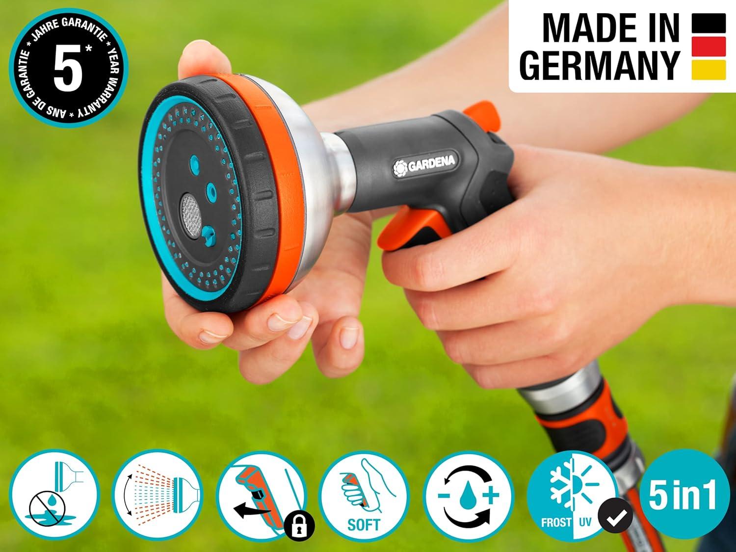 imageGARDENA 3817MFP Frost Proof Premium Metal Multi Sprayer Five Spray Patterns Water StopMulti Application