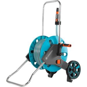 Gardena 18515-80 Frost Proof Hose Cart with Built-in Hose Guide, Includes 5 ft Connection Hose and Adapters, Holds 195 ft 1/2” Hose, Durable Construction, Made in Germany, Turquoise(1/2″)