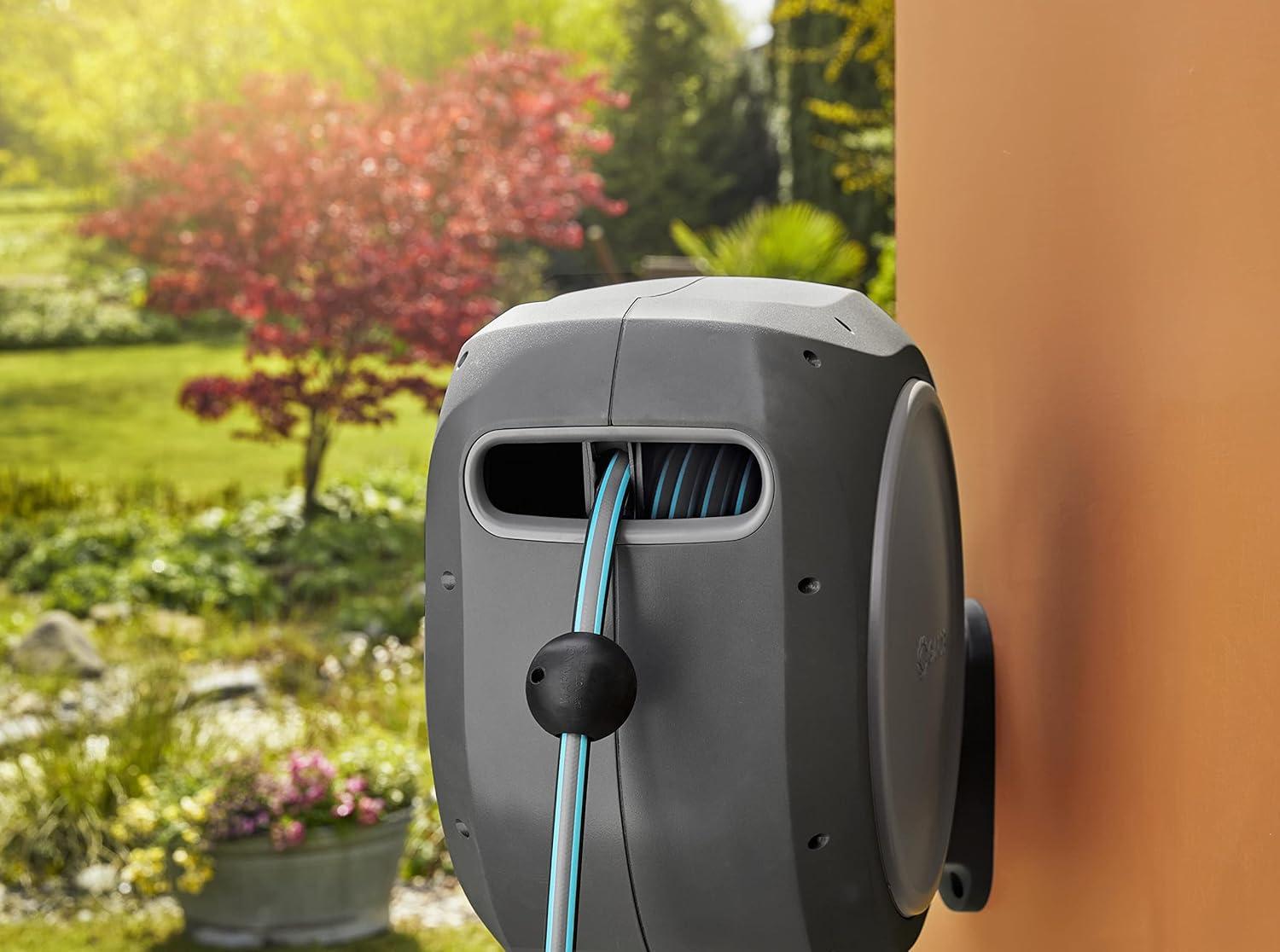 imageGARDENA 08050 Retractable Garden Hose Reel 82 x 12quot hose Wall Mounted Automatic Retraction ampamp Length Lock for Easy Watering Heavy Duty Swivel Bracket 180 Includes Nozzle