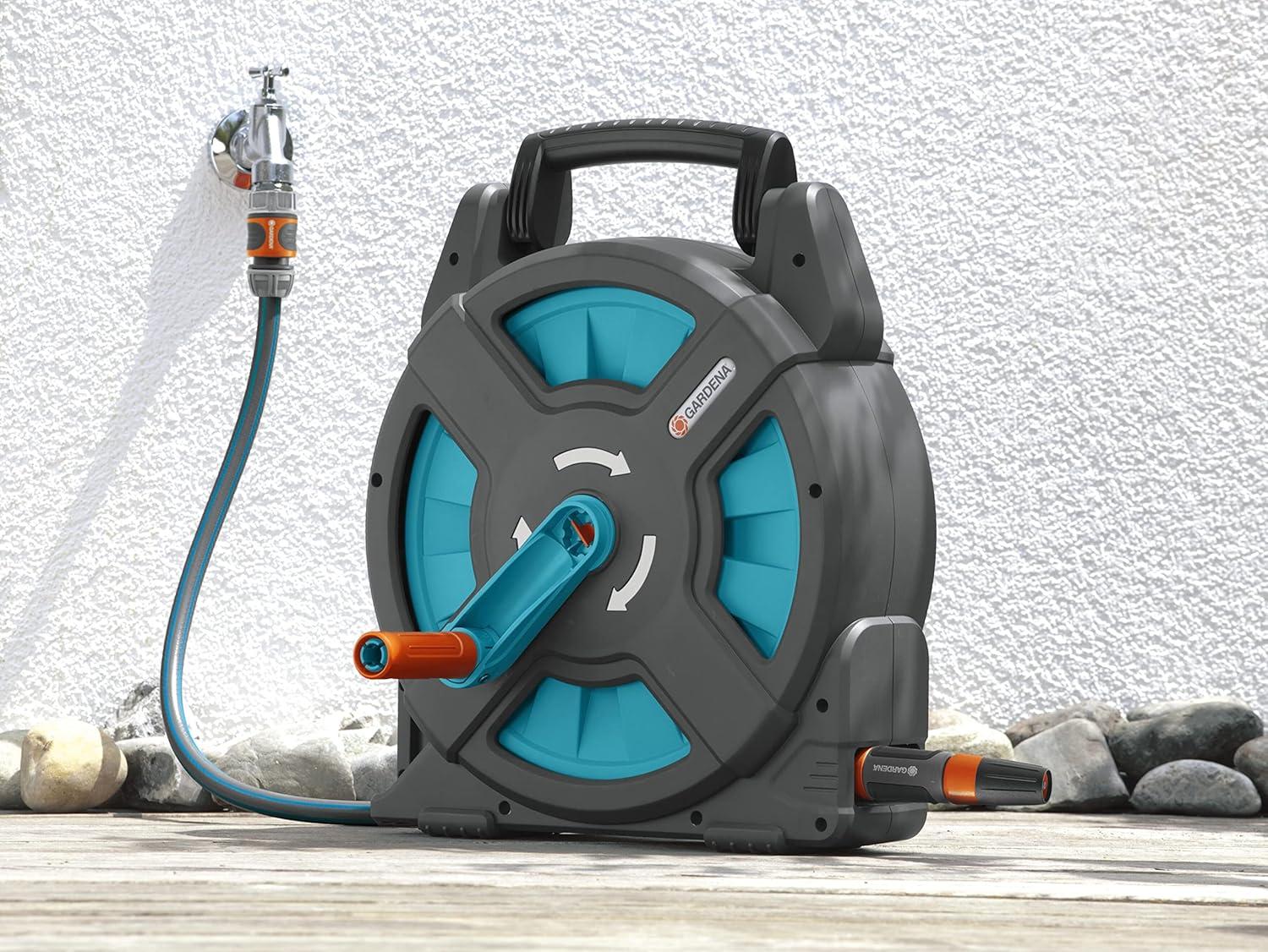 imageGardena 266280 Classic Garden Hose Reel Set Includes 54Foot 38Inch Hose Adapters and Adjustable Nozzle Made in Germany