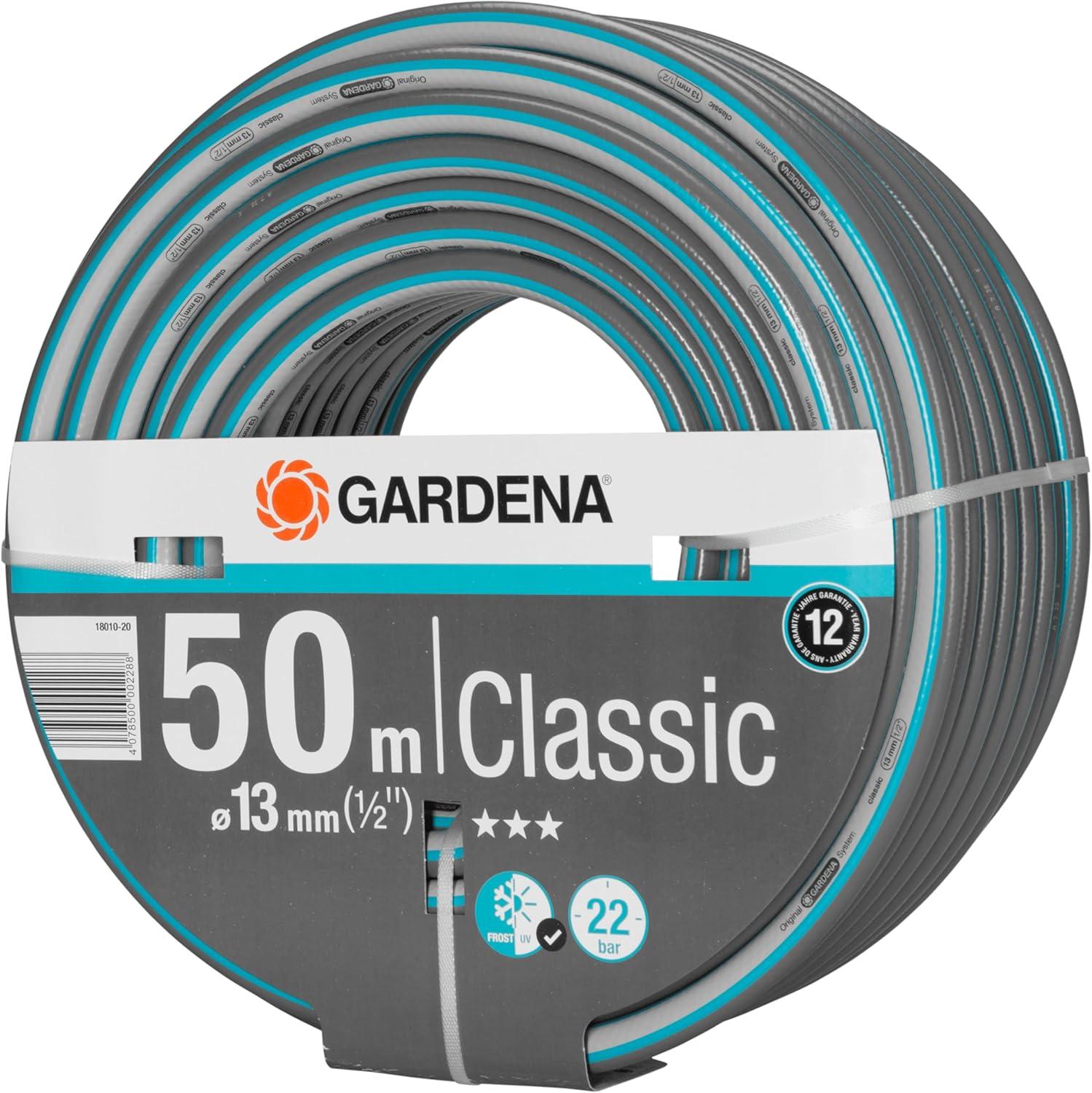 imageGardena Action de tuyau classique 13 mm 12 Pouce 18 m tuyau de jardin universel en tissu cross robuste impression de 22 bars rsistant aux UV sans pices systme 180012050 m 12