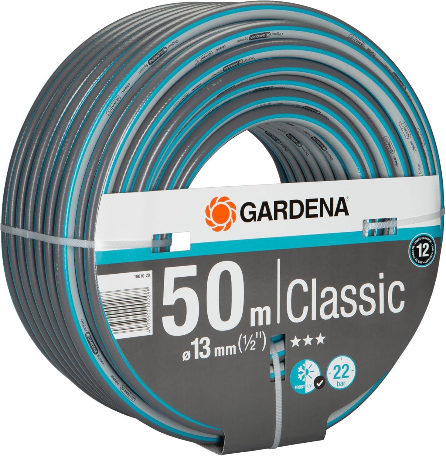imageGardena Action de tuyau classique 13 mm 12 Pouce 18 m tuyau de jardin universel en tissu cross robuste impression de 22 bars rsistant aux UV sans pices systme 180012050 m 12
