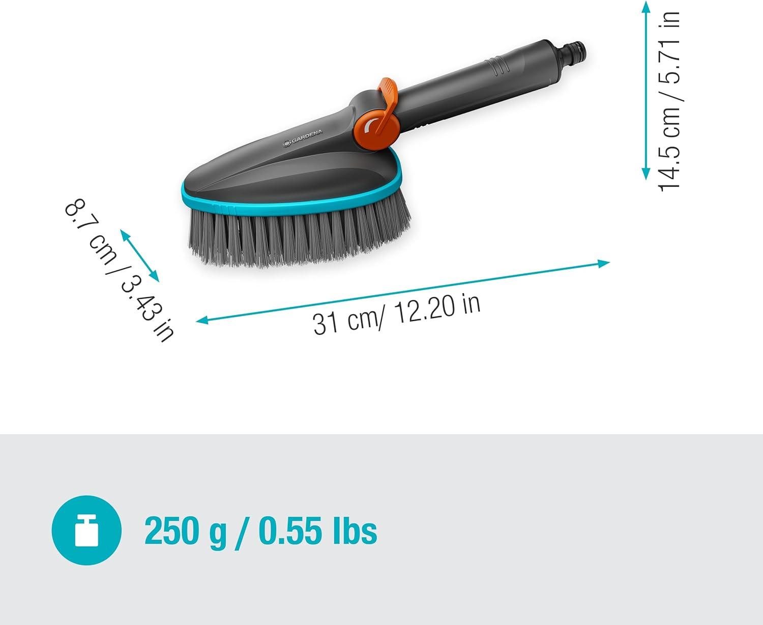imageGardena Cleansystem Brosse de Lavage Main M Souple rglable Brosse de Nettoyage avec raccord de Tuyau Petites Zones sensibles Utilisation dune Seule Main avec dbit rglable 1884220