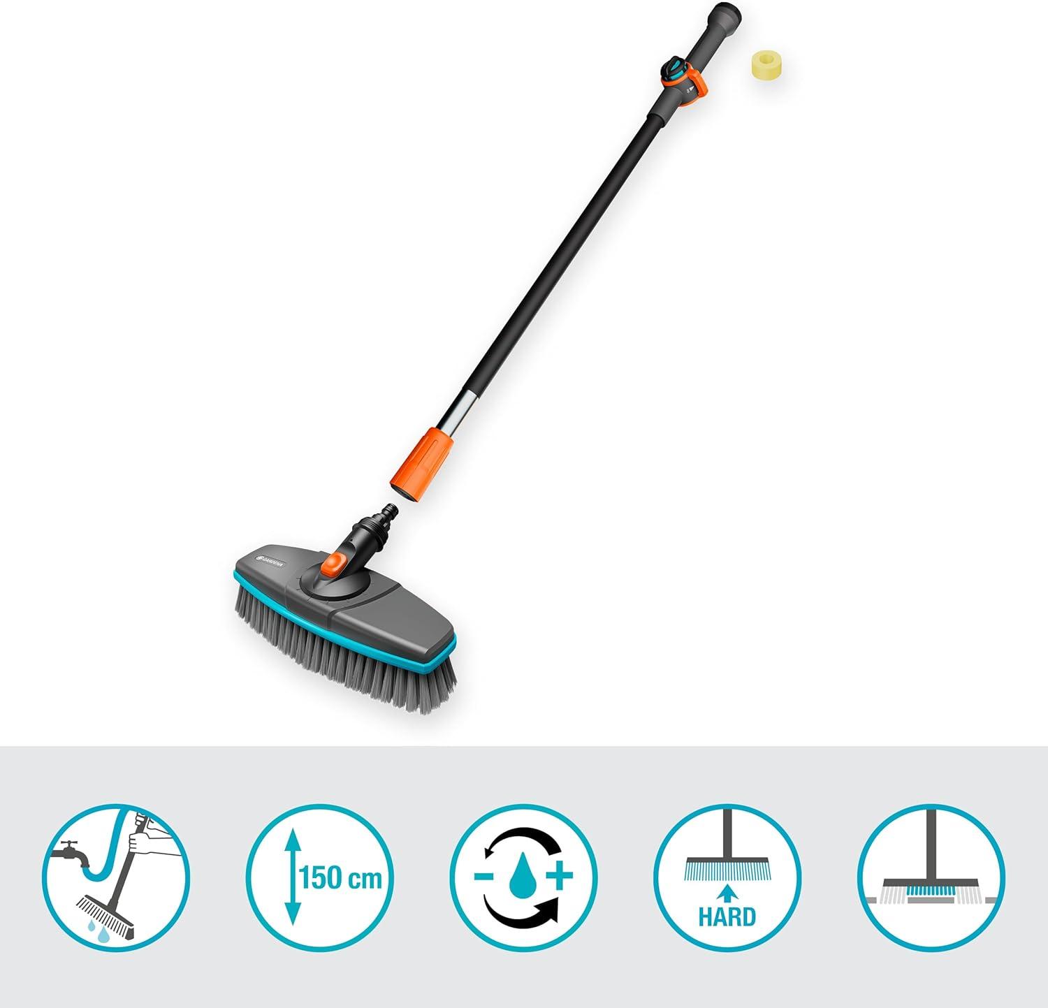imageGardena Cleansystem Kit de Lavage avec Manche M de 150 cm et Brosse Manche Dure kit Pratique idal pour Le Nettoyage Humide de Grandes Zones Peu sensibles pastilles de Nettoyage 1882820