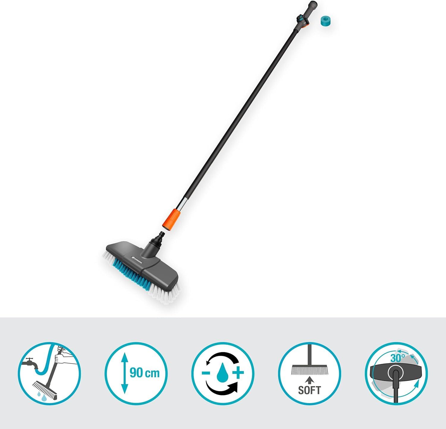 imageGardena Cleansystem Kit de Lavage avec Manche S de 90 cm et Brosse Manche Souple kit Pratique idal pour Le Nettoyage Humide des Grandes Surfaces dlicates pastilles de Nettoyage 1882620