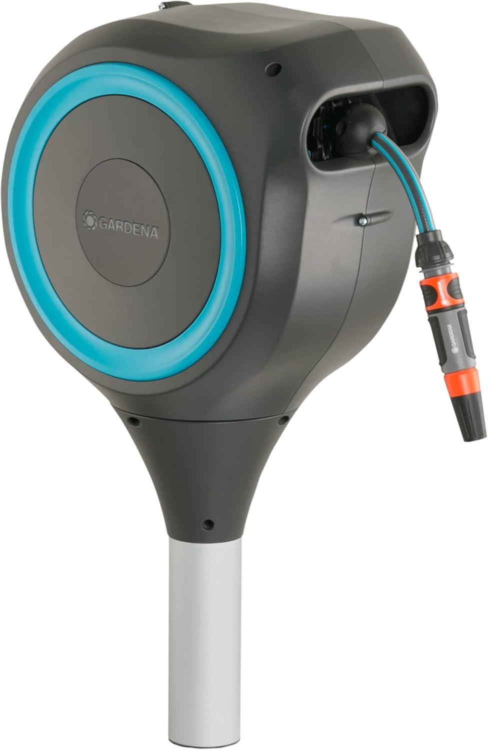 imageGardena Coffre de tuyau de jardin RollUp S turquoise 15 m Coffre tuyau pivotant guide tuyau intgr avec tuyau de qualit Gardena de 15 m piquet de terre et aide au montage 1860420Turquoise