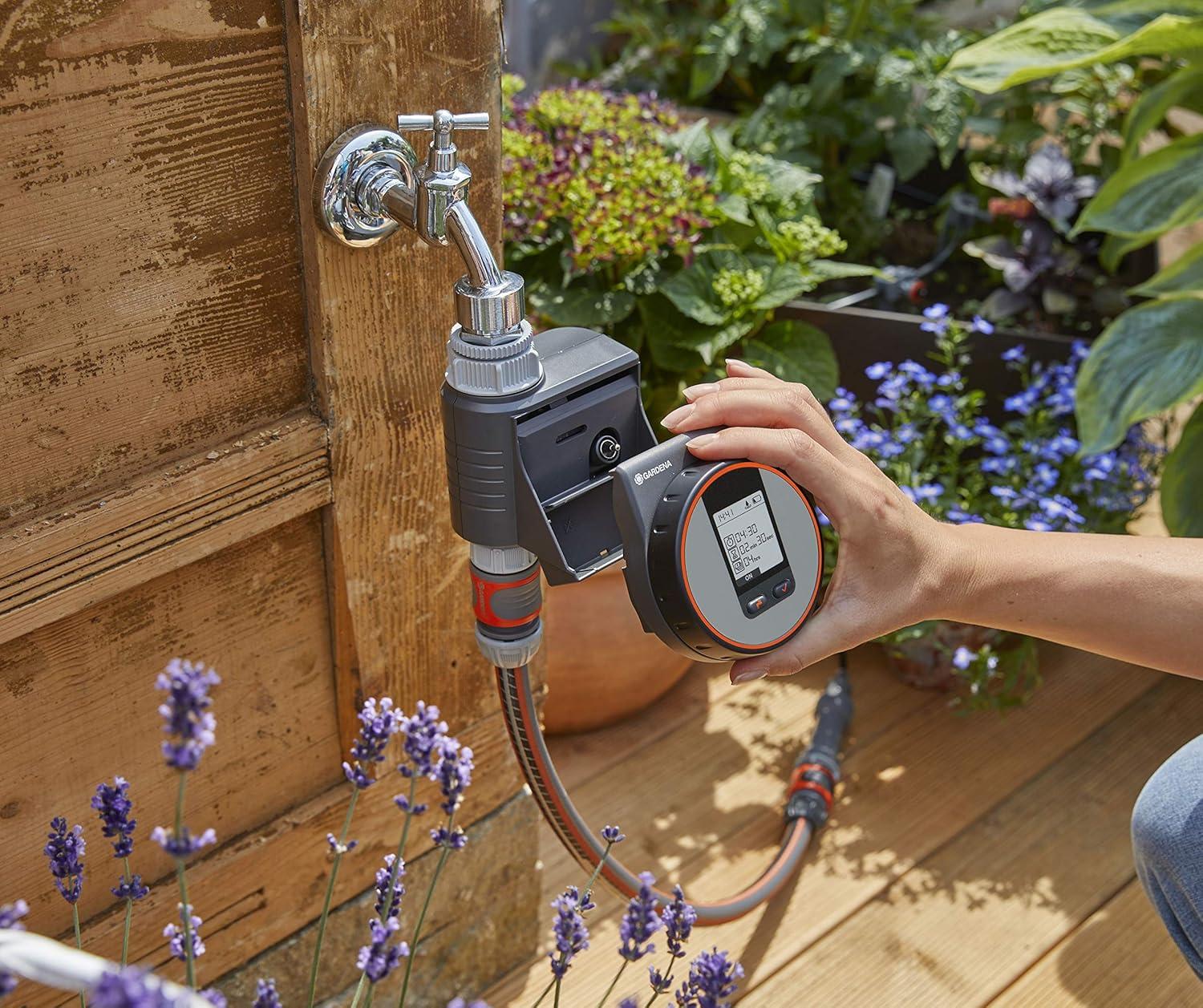 imageGardena Commande darrosage avec appli Bluetooth Arrosage automatique pour le jardin et le balcon configurable via lappli cycles darrosage en 3 programmes horaires porte de 10 m 0188920Programmateur dArrosage Flex