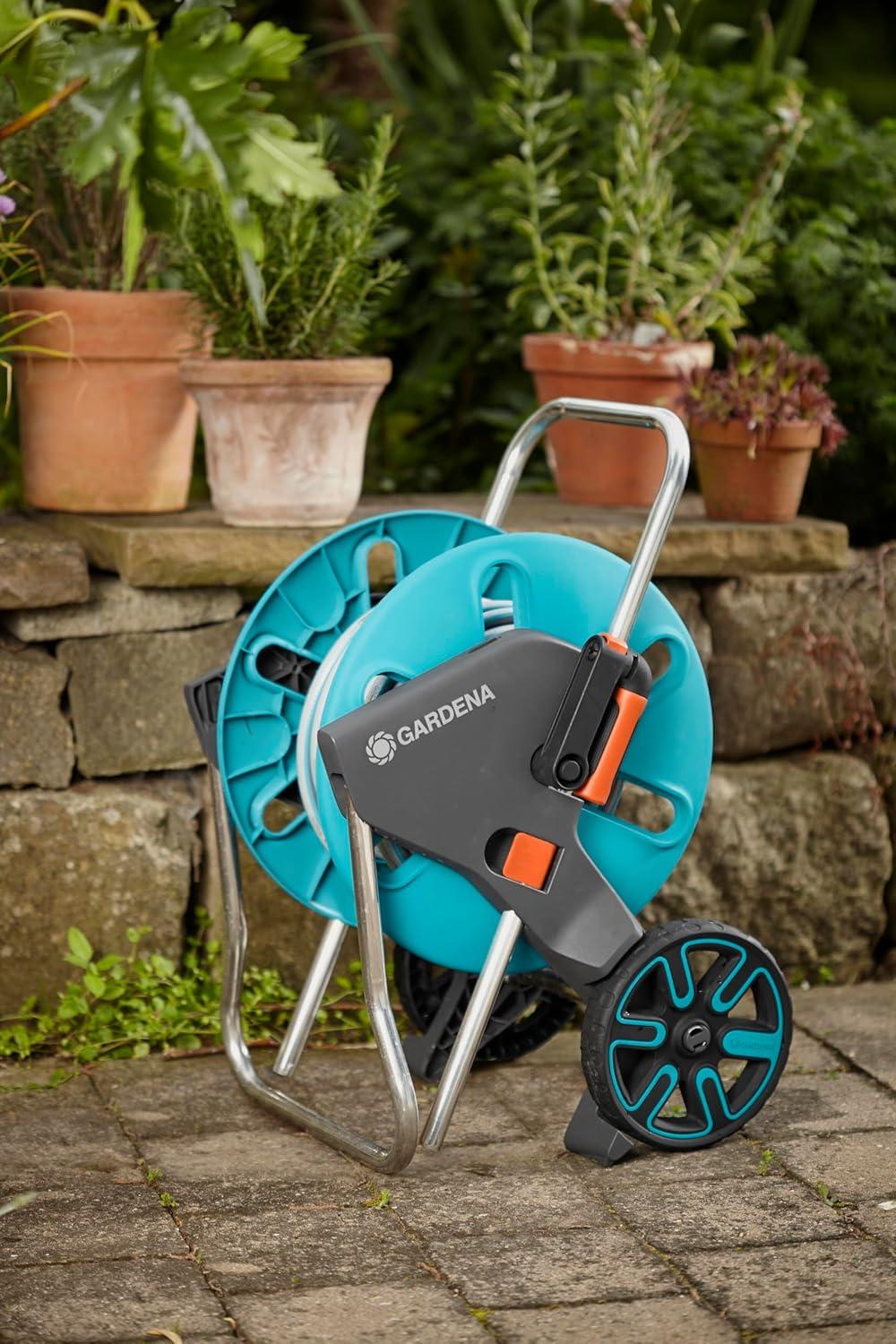 imageGardena Dvidoir mtallique sur roues AquaRoll M Argent Orange Noir CleverRoll M mtalCleverRoll M