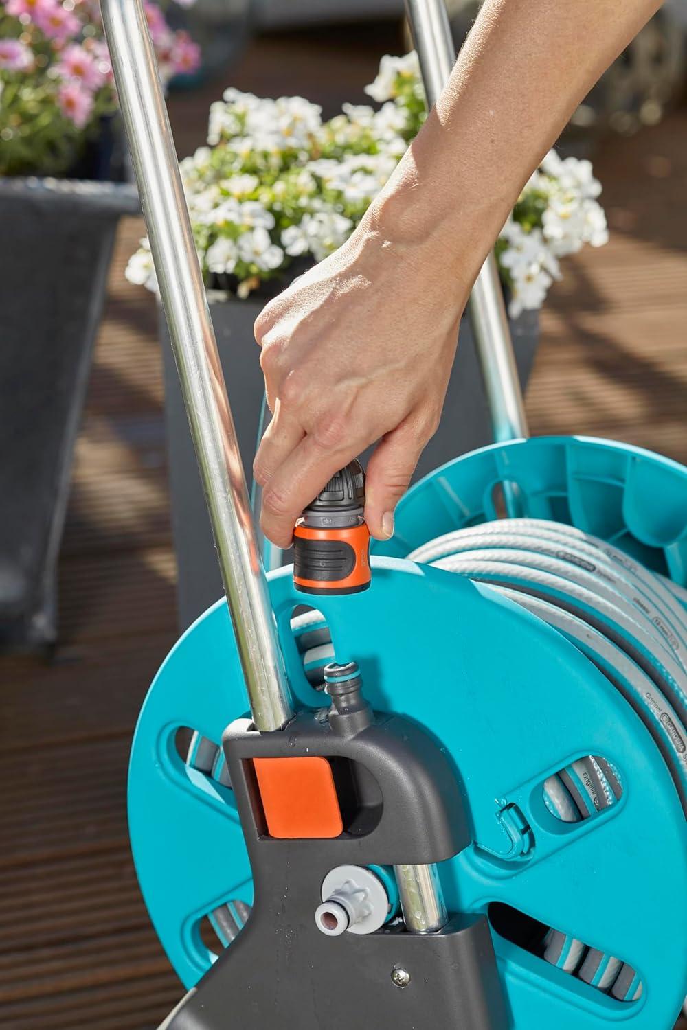 imageGardena Dvidoir mtallique sur roues AquaRoll M Argent Orange Noir CleverRoll M mtalCleverRoll S