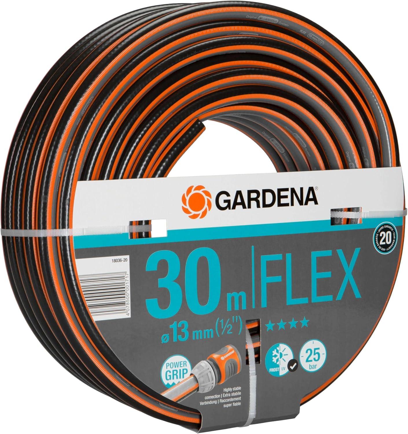 imageGardena Tuyau de Comfort FLEX 13 mm 12 Pouce 15 m Tuyau de jardin flexible et dimensionnellement avec profil de poigne de puissance imprim 25 bar sans pices systme 180312030 m 12