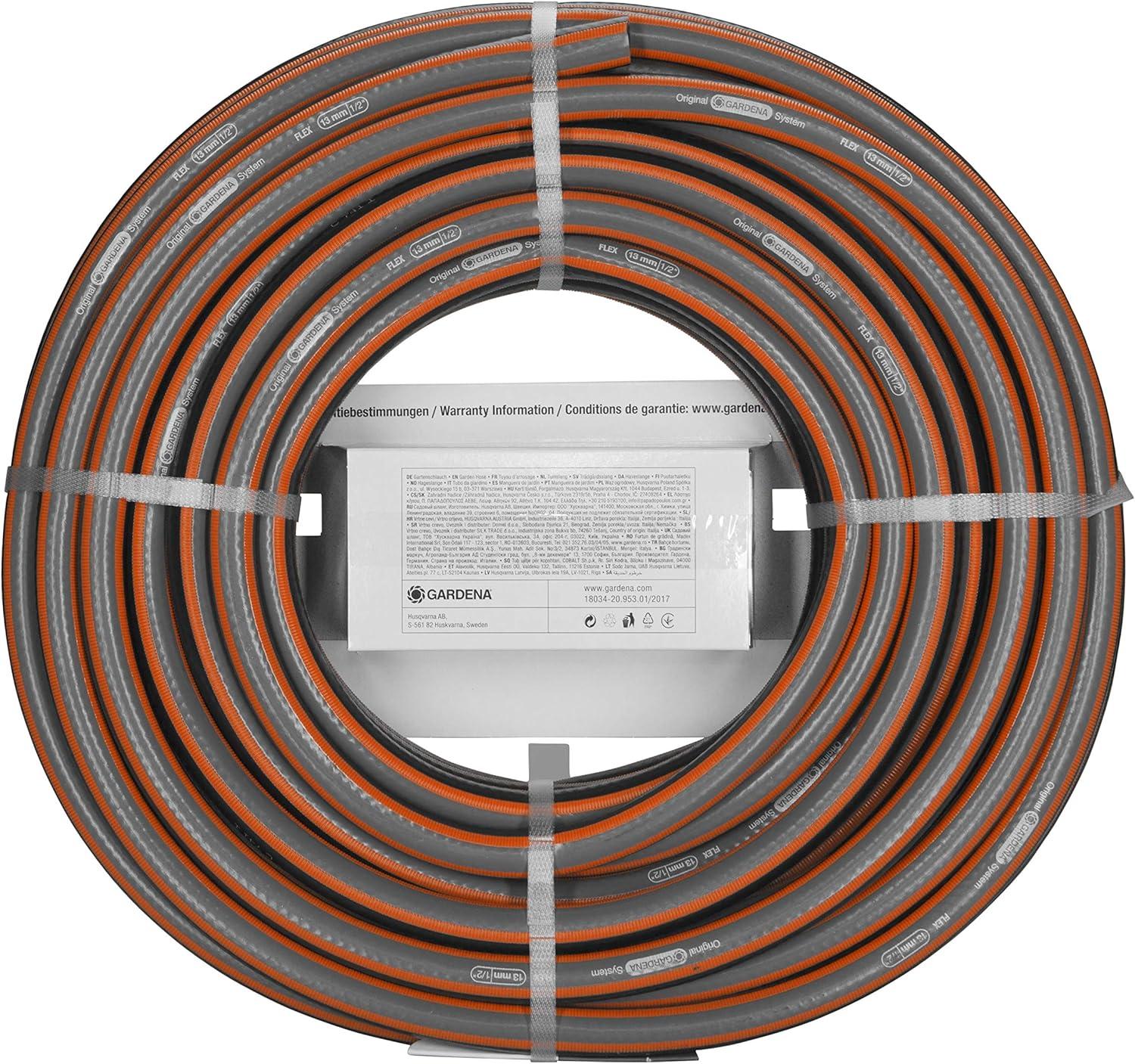 imageGardena Tuyau de Comfort FLEX 13 mm 12 Pouce 15 m Tuyau de jardin flexible et dimensionnellement avec profil de poigne de puissance imprim 25 bar sans pices systme 180312020 m 12 avec connexion