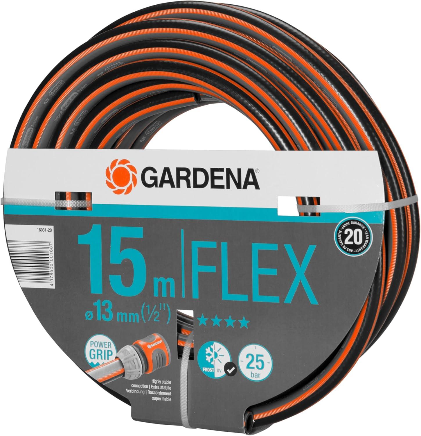 imageGardena Tuyau de Comfort FLEX 13 mm 12 Pouce 15 m Tuyau de jardin flexible et dimensionnellement avec profil de poigne de puissance imprim 25 bar sans pices systme 180312015 m 12