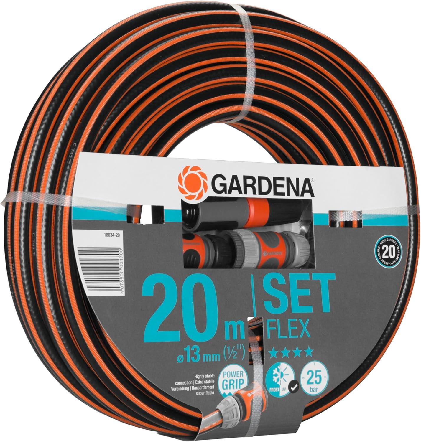 imageGardena Tuyau de Comfort FLEX 13 mm 12 Pouce 15 m Tuyau de jardin flexible et dimensionnellement avec profil de poigne de puissance imprim 25 bar sans pices systme 180312020 m 12 avec connexion