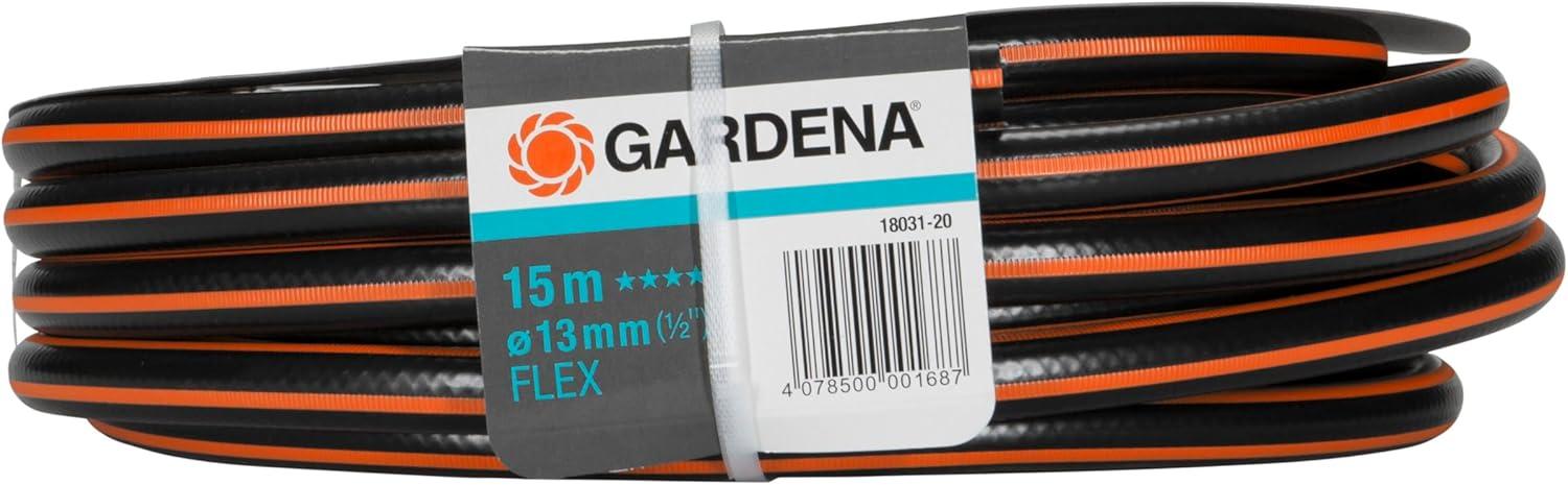 imageGardena Tuyau de Comfort FLEX 13 mm 12 Pouce 15 m Tuyau de jardin flexible et dimensionnellement avec profil de poigne de puissance imprim 25 bar sans pices systme 180312015 m 12