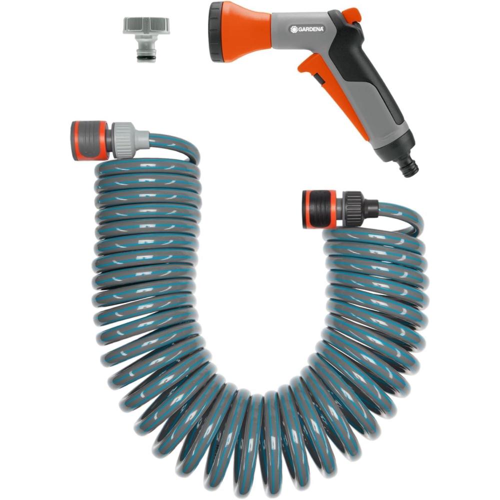 imageFlexible darrosage 10 m de Gardena tuyau darrosage spiral pour petites surfaces force de rappel diamtre 9 mm avec lments du systme Gardena et lance 46472010m